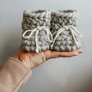 Les Petits Tousi Wool Booties 6-12m Grey